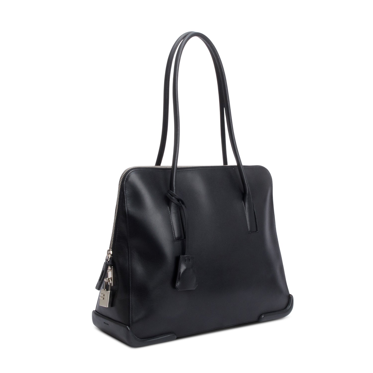 Prada Black Soft Calf Leather Dome Tote