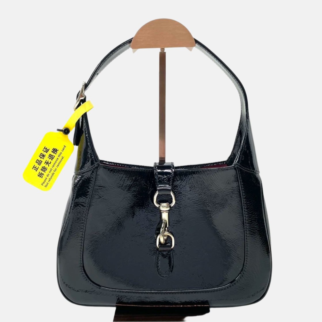 Gucci Jackie 1961 Small Black Patent Leather Shoulder Bag