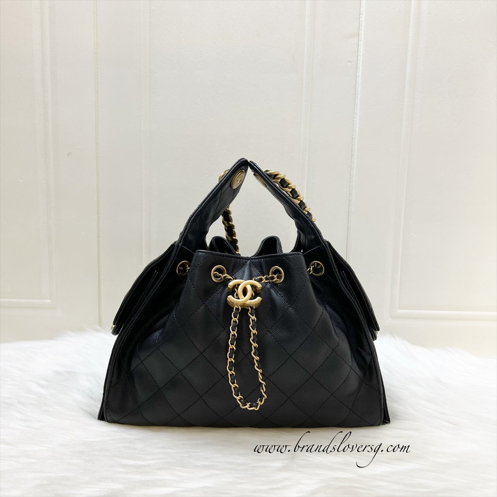 Chanel 25 Small Hobo Bag in Black Caviar and AGHW (Model: AS5293)