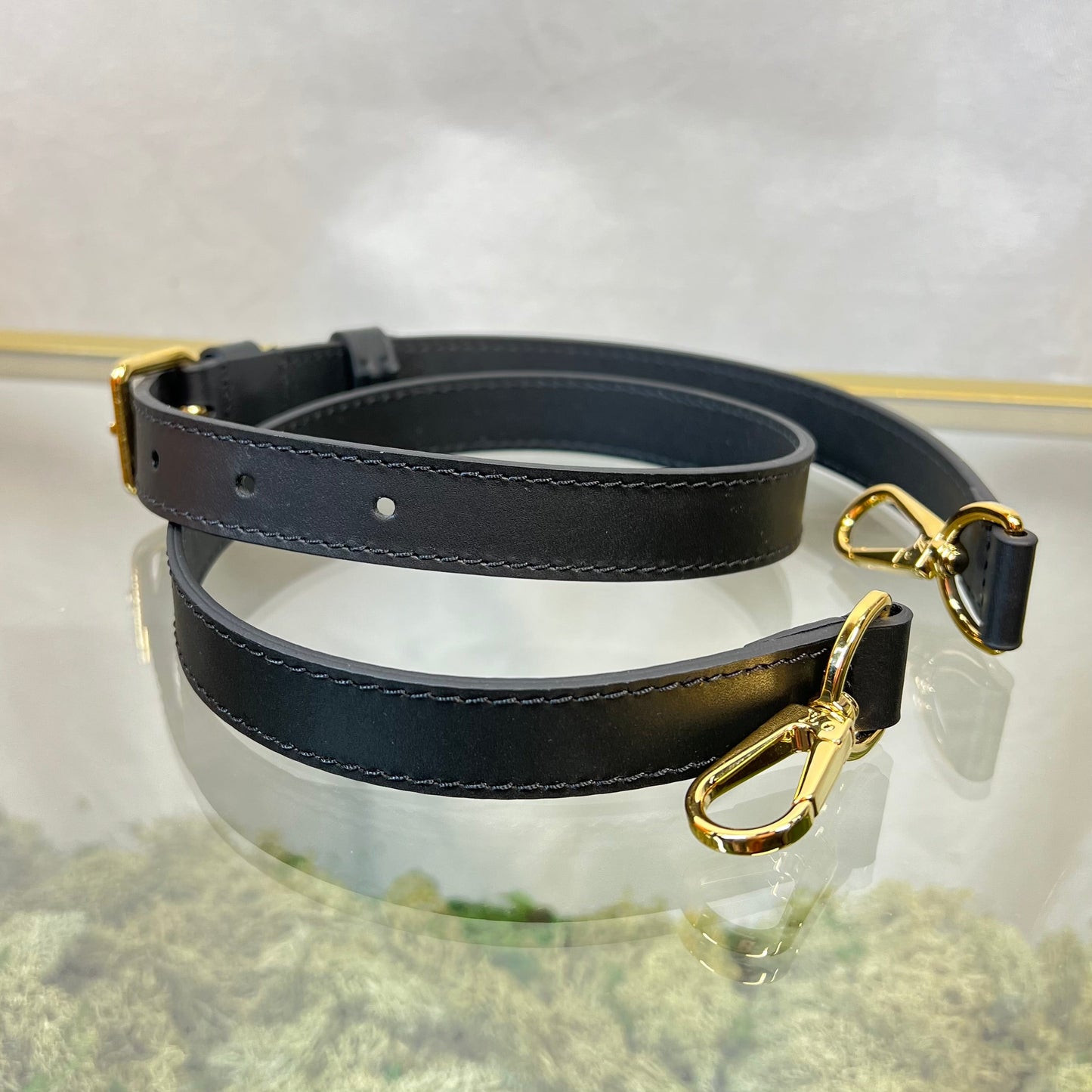 LOUIS VUITTON Bandouliere Black Leather Strap Crossbody