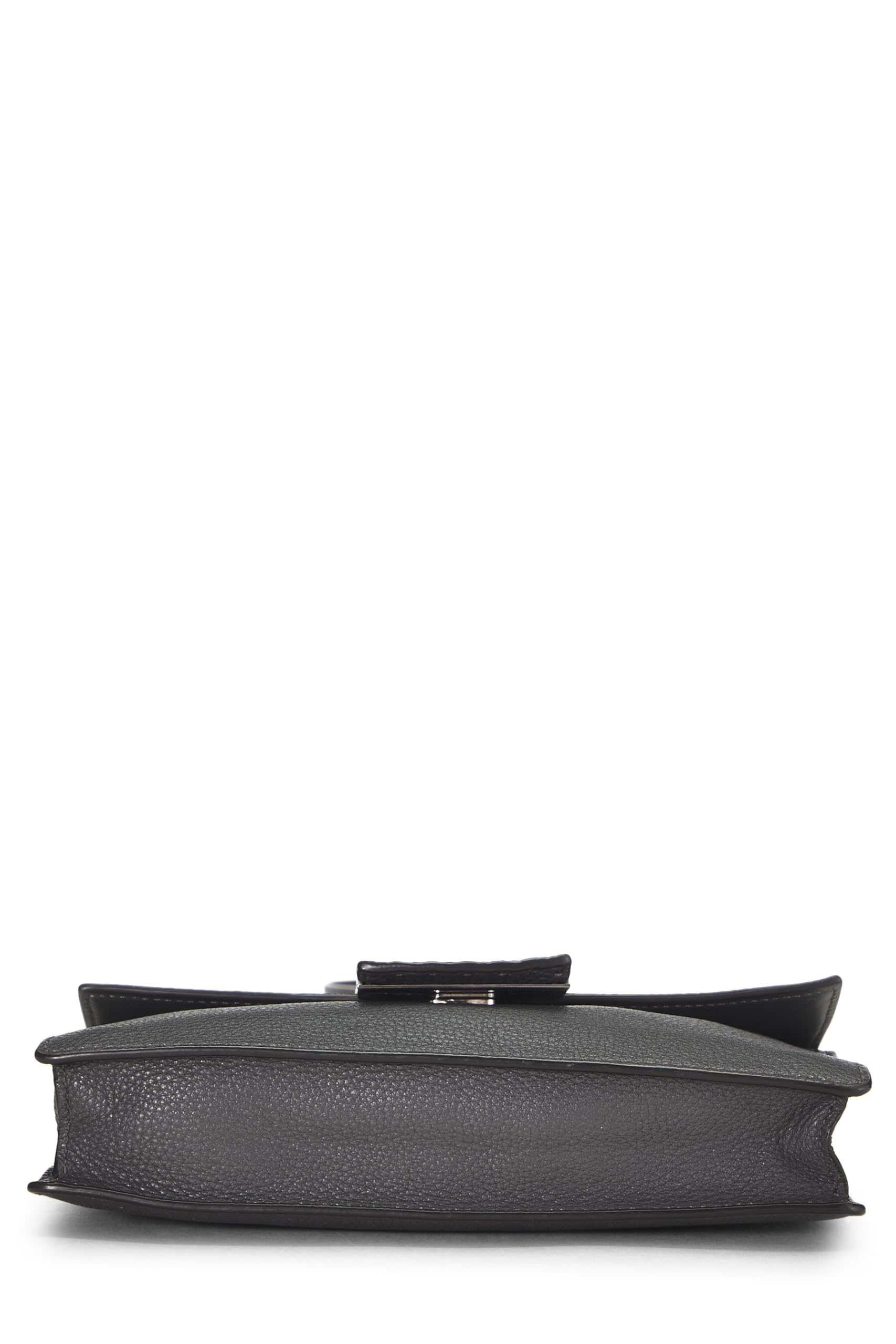 Fendi, Grey Leather Flat Baguette Bag Medium, Grey