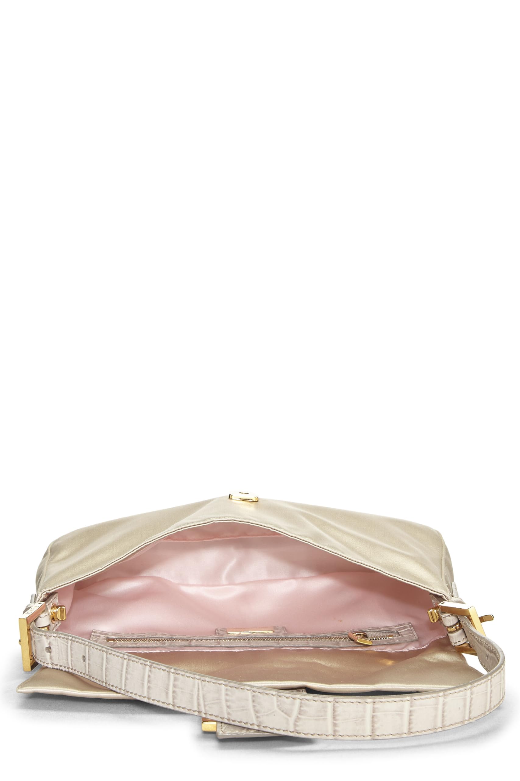 Fendi, Beige Satin Baguette, White