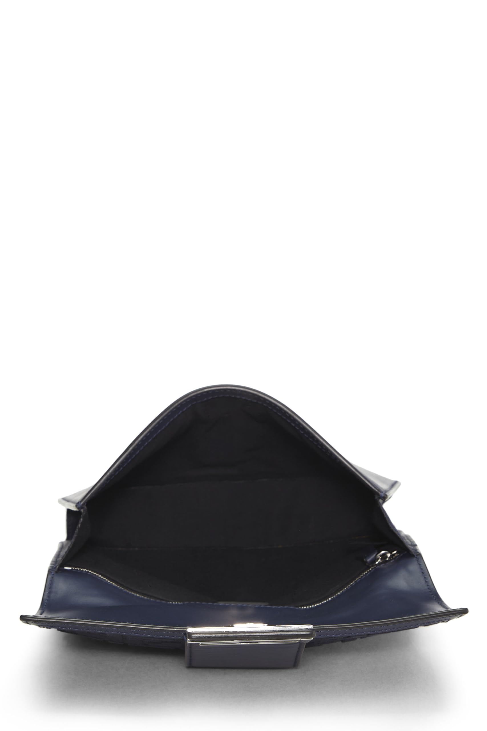 Fendi, Navy Leather Flat Baguette Bag Medium, Navy