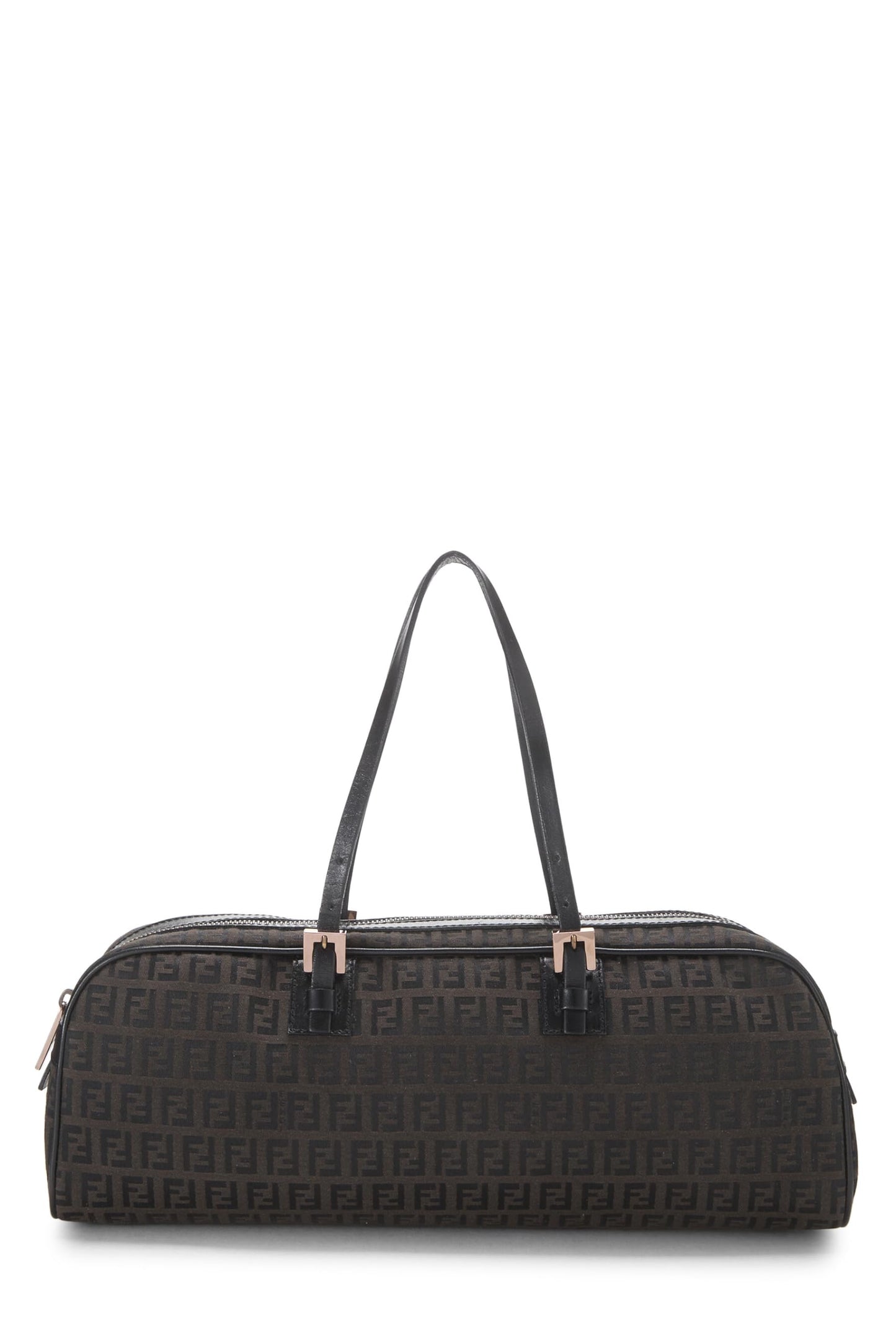 Fendi, Brown Zucchino Canvas Handbag Long, Black