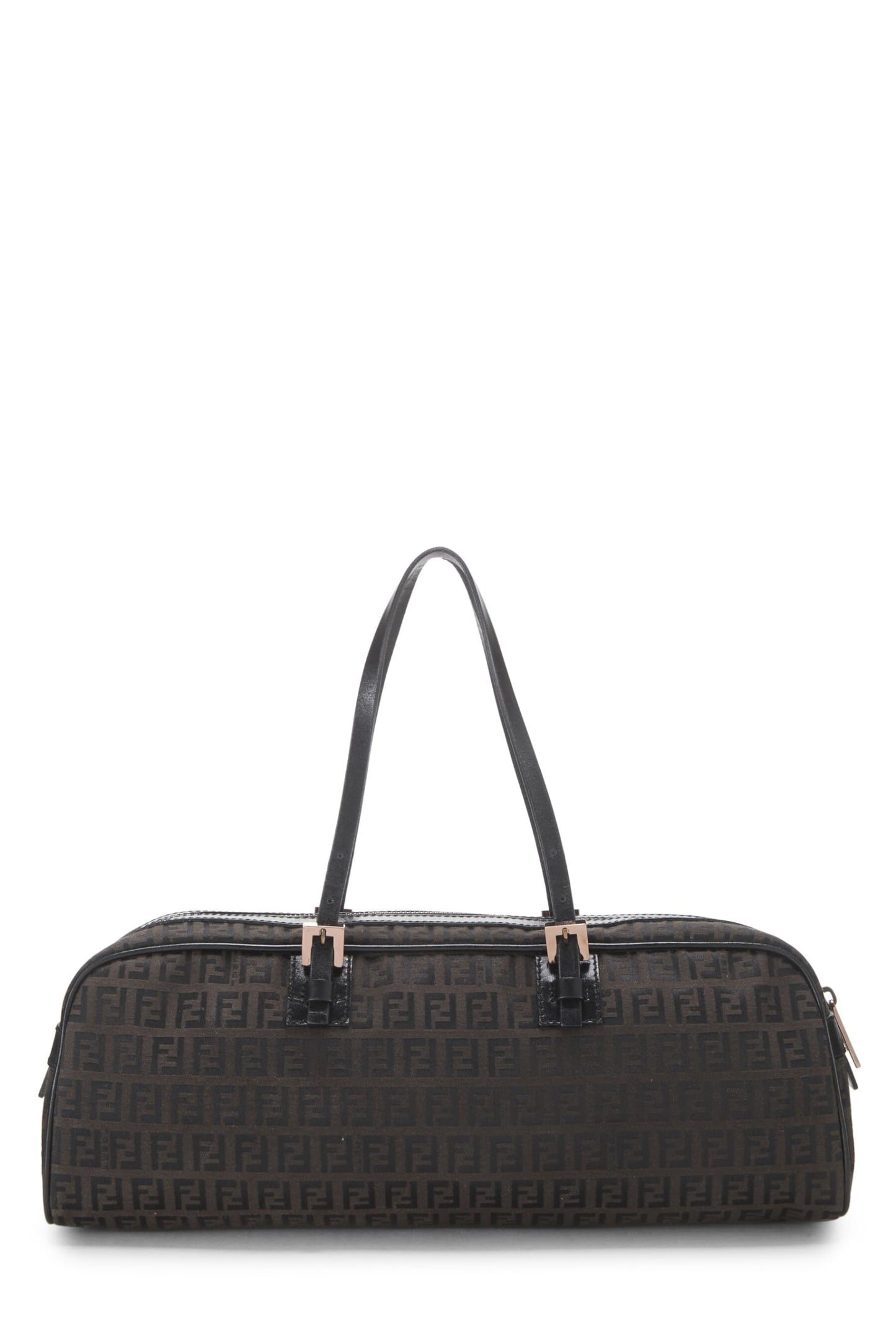 Fendi, Brown Zucchino Canvas Handbag Long, Black