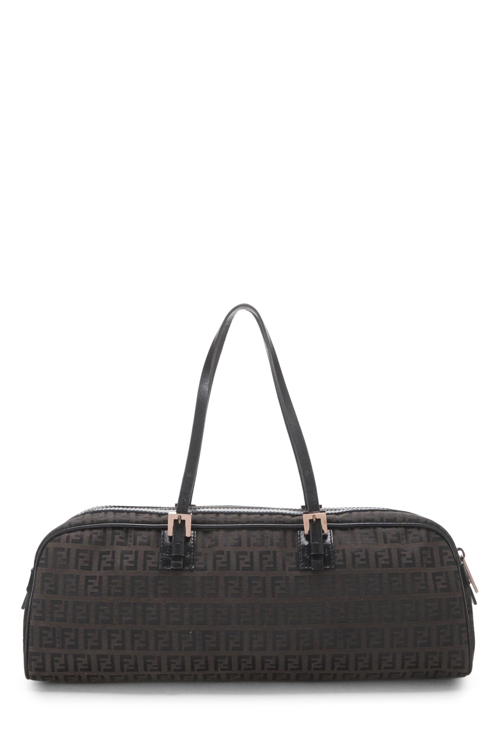 Fendi, Brown Zucchino Canvas Handbag Long, Black