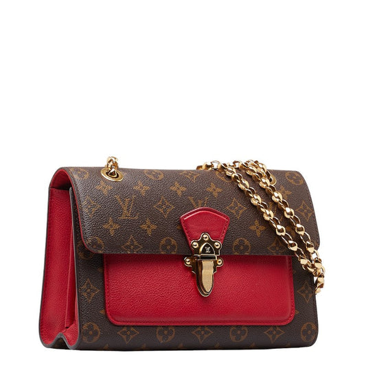 Louis Vuitton Monogram Victoria Chain Shoulder Bag M41731 Brown Series Red PVC Leather Louis Vuitton