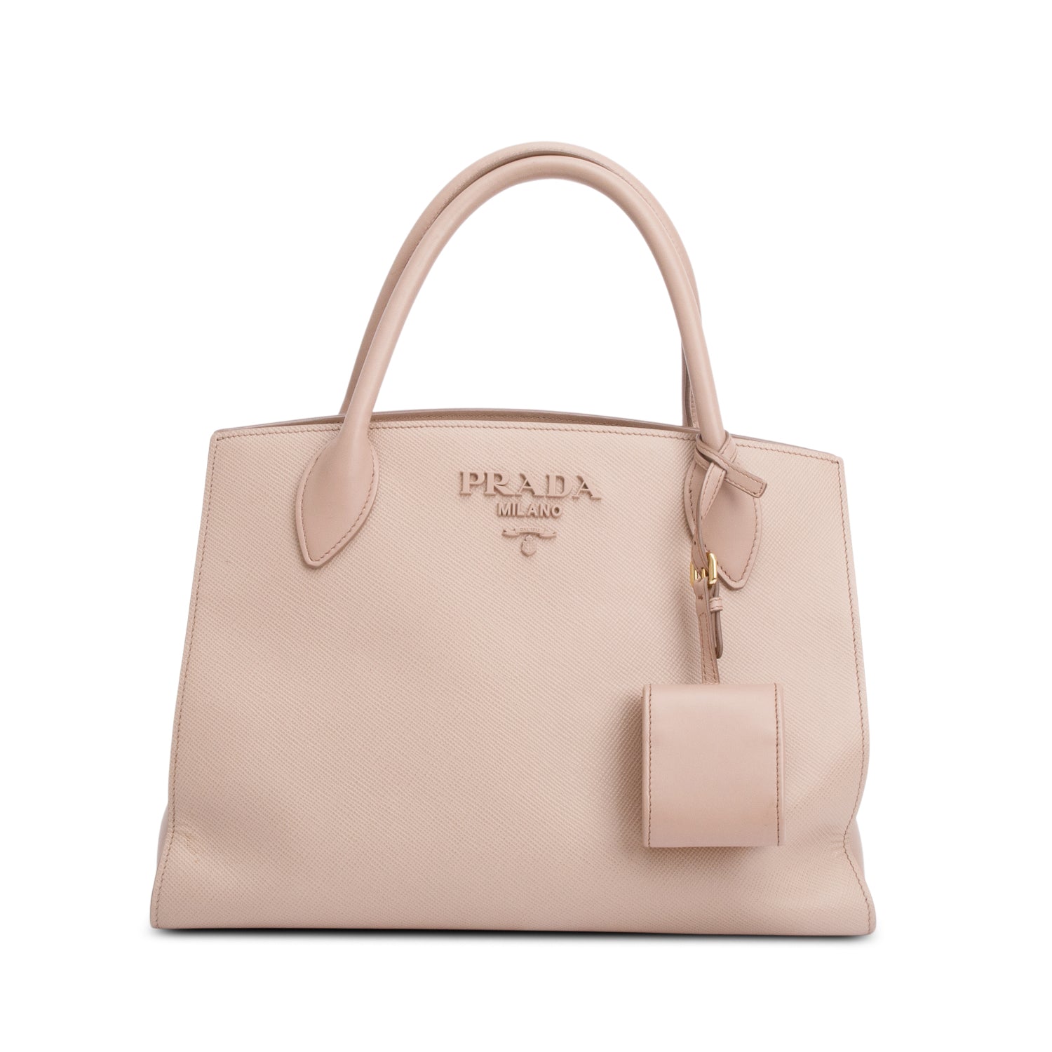 Prada Beige Saffiano Cuir Medium Monochrome Top Handle Tote