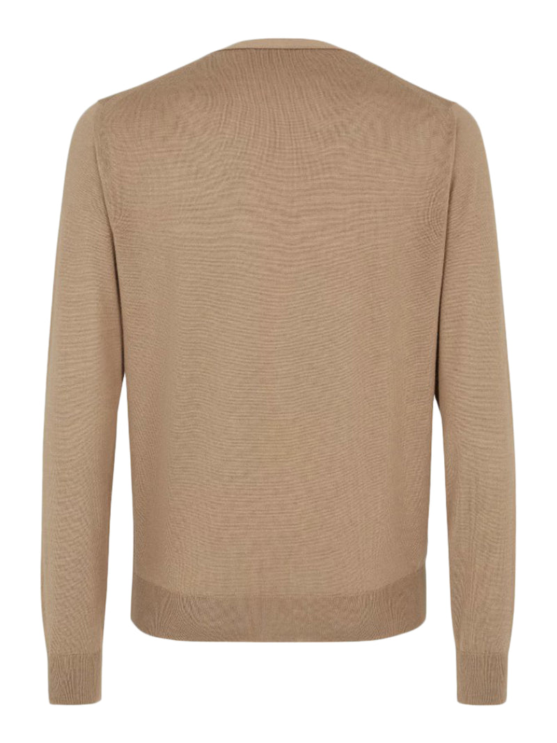 Fendi Men Light Brown Wool Cardigan