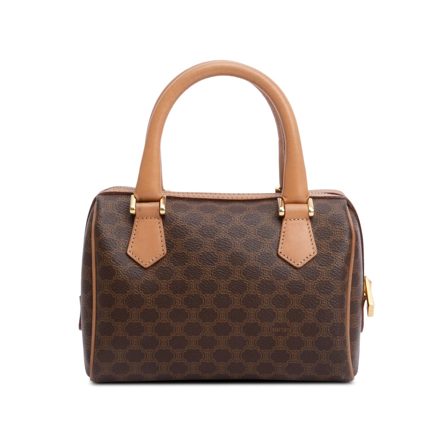Celine Brown Triomphe Canvas Small Boston Bag