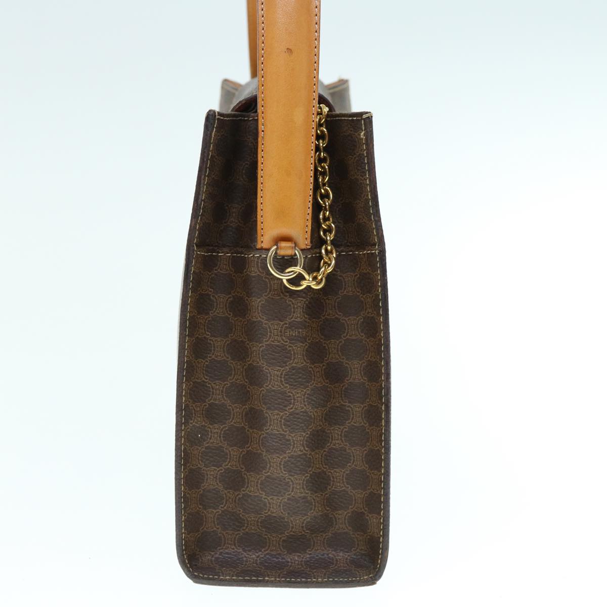 Luxury CELINE Macadam Canvas Hand Bag PVC Leather 2way Brown 62493