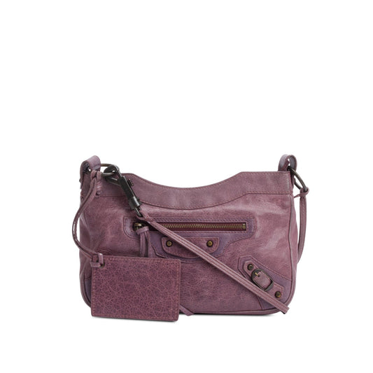 Balenciaga Purple Agneau Leather Classic Motorcycle Hip Crossbody