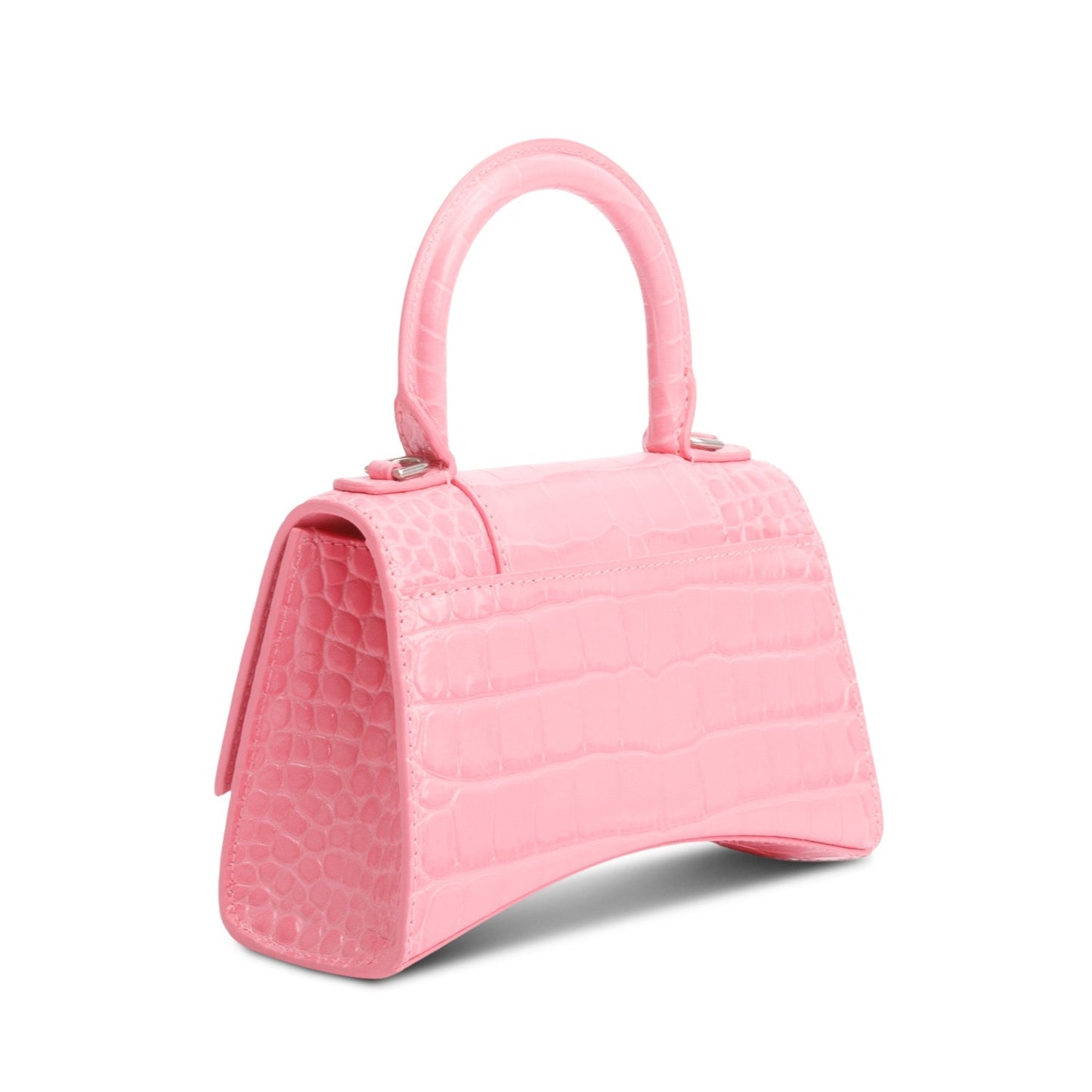 Balenciaga Pink Croc-Embossed Leather XS Hourglass Top Handle Bag