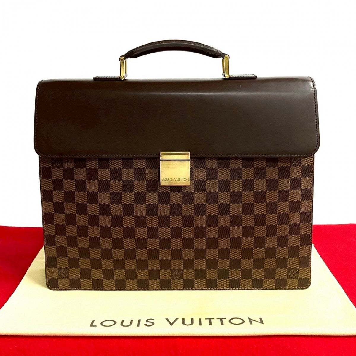LOUIS VUITTON Business bag Leather, PVC Brown Damier Altona PM mens