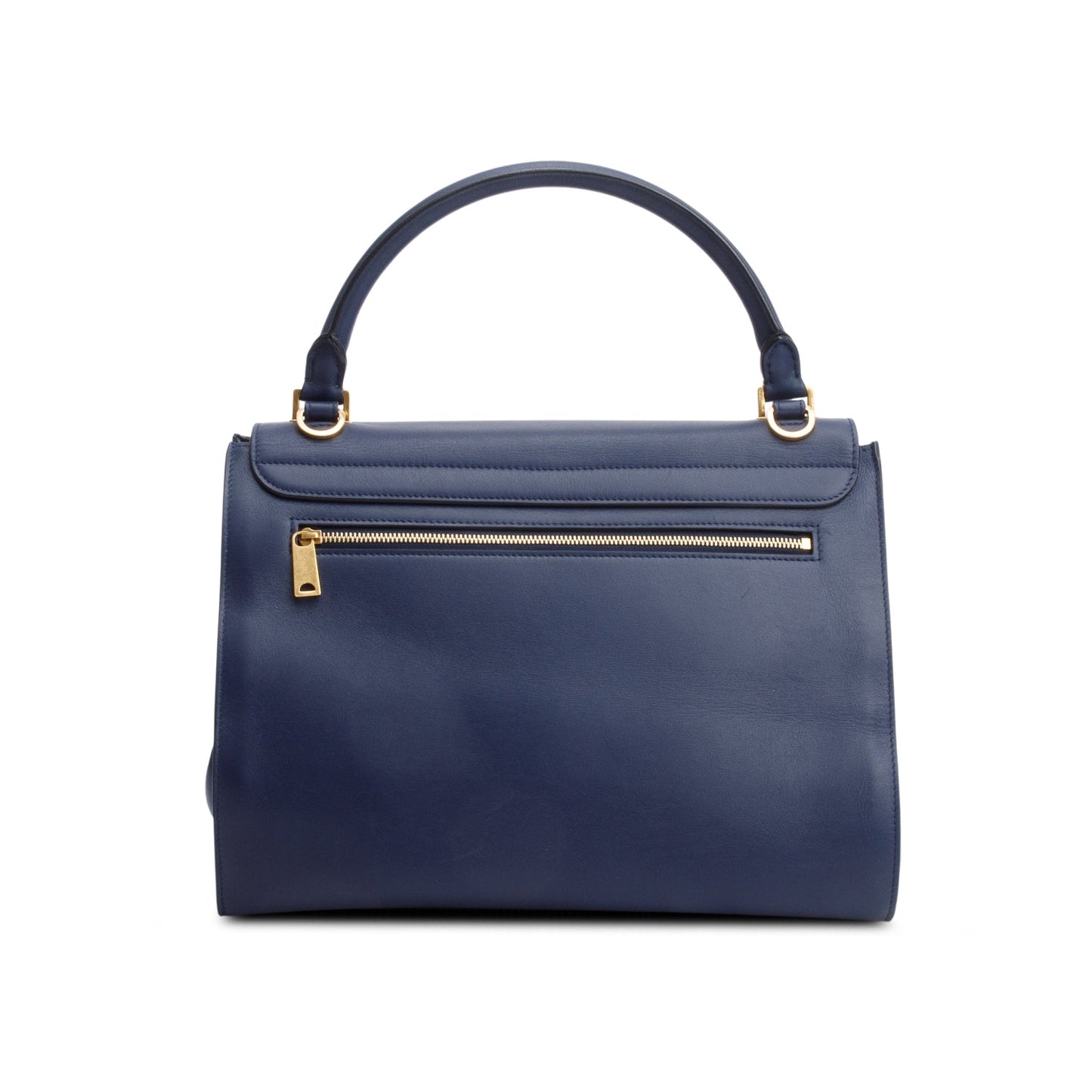 Celine Blue Calfskin Leather Medium Trapeze Bag