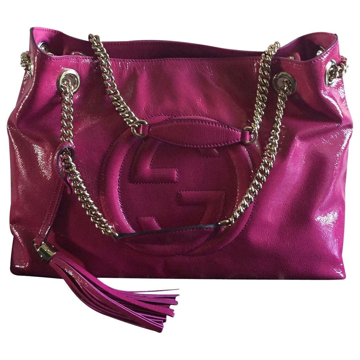 Gucci soho pink patent leather handbag