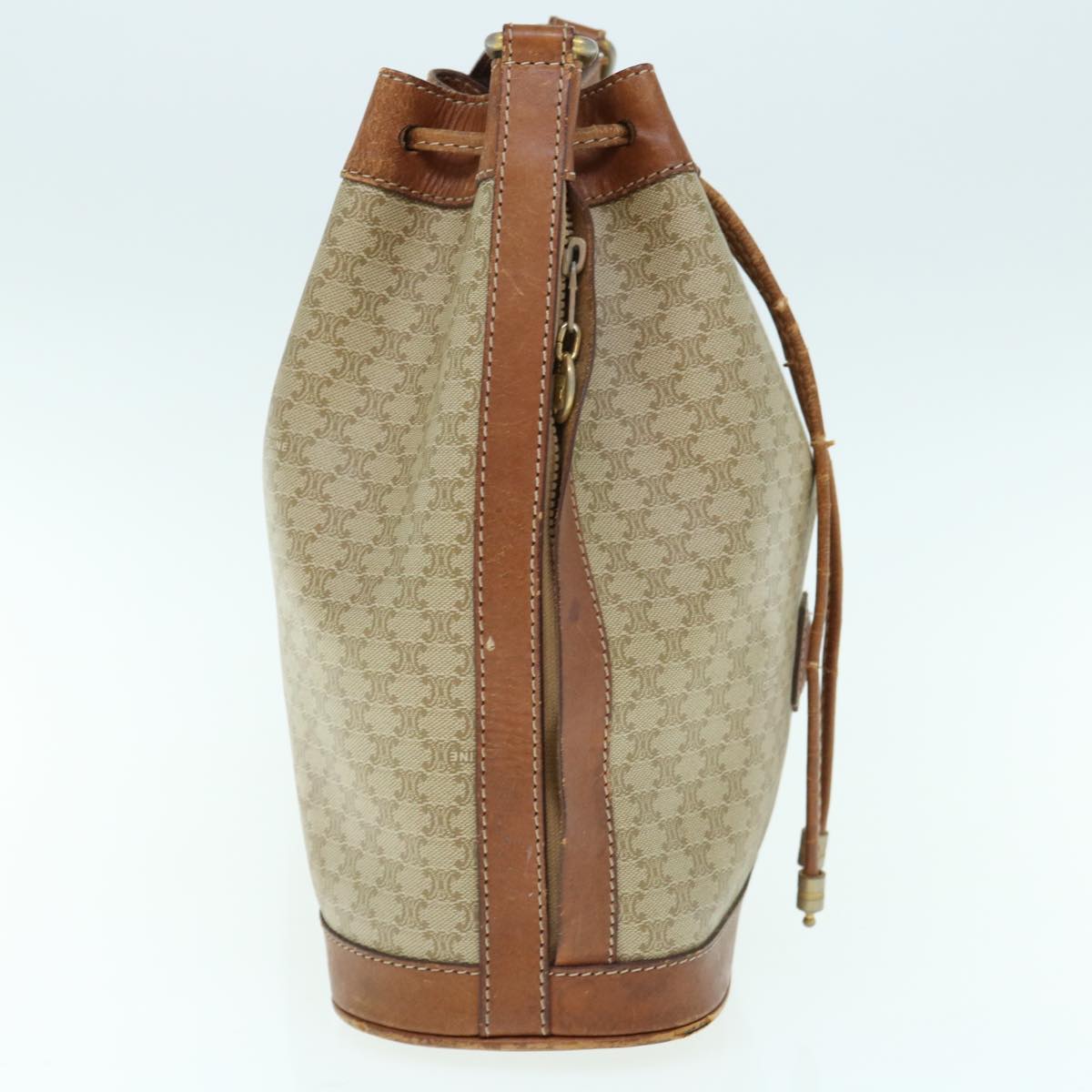 Luxury CELINE Macadam Canvas Shoulder Bag Beige 62765
