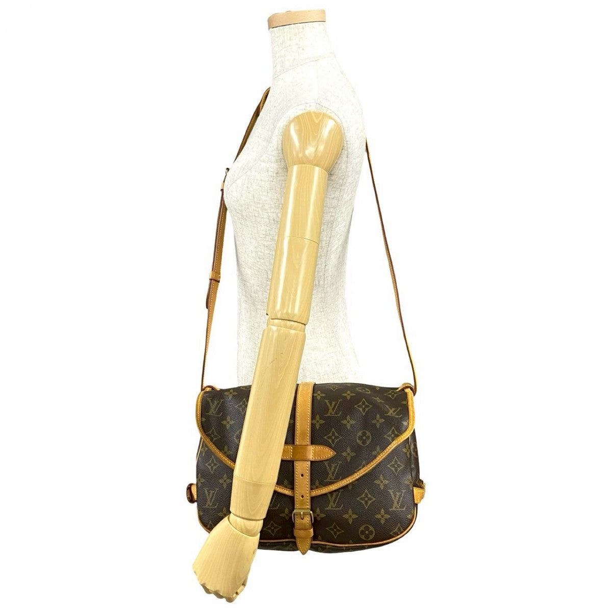 LOUIS VUITTON Shoulder Bag Leather, PVC Brown Monogram Saumur 30 mens(Unisex)