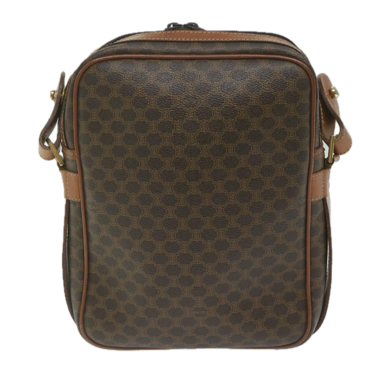 Luxury CELINE Macadam Canvas Shoulder Bag PVC Leather Brown 62822