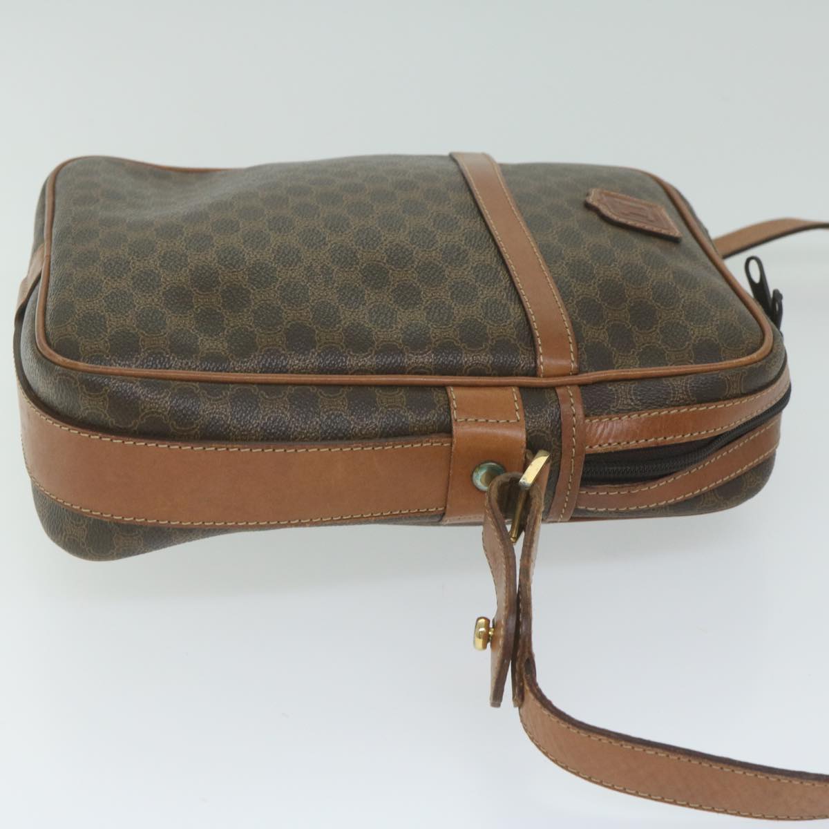 Luxury CELINE Macadam Canvas Shoulder Bag PVC Leather Brown 62822