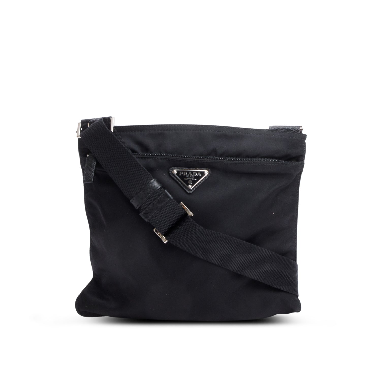 Prada Black Tessuto Nylon Vela Flat Messenger Bag