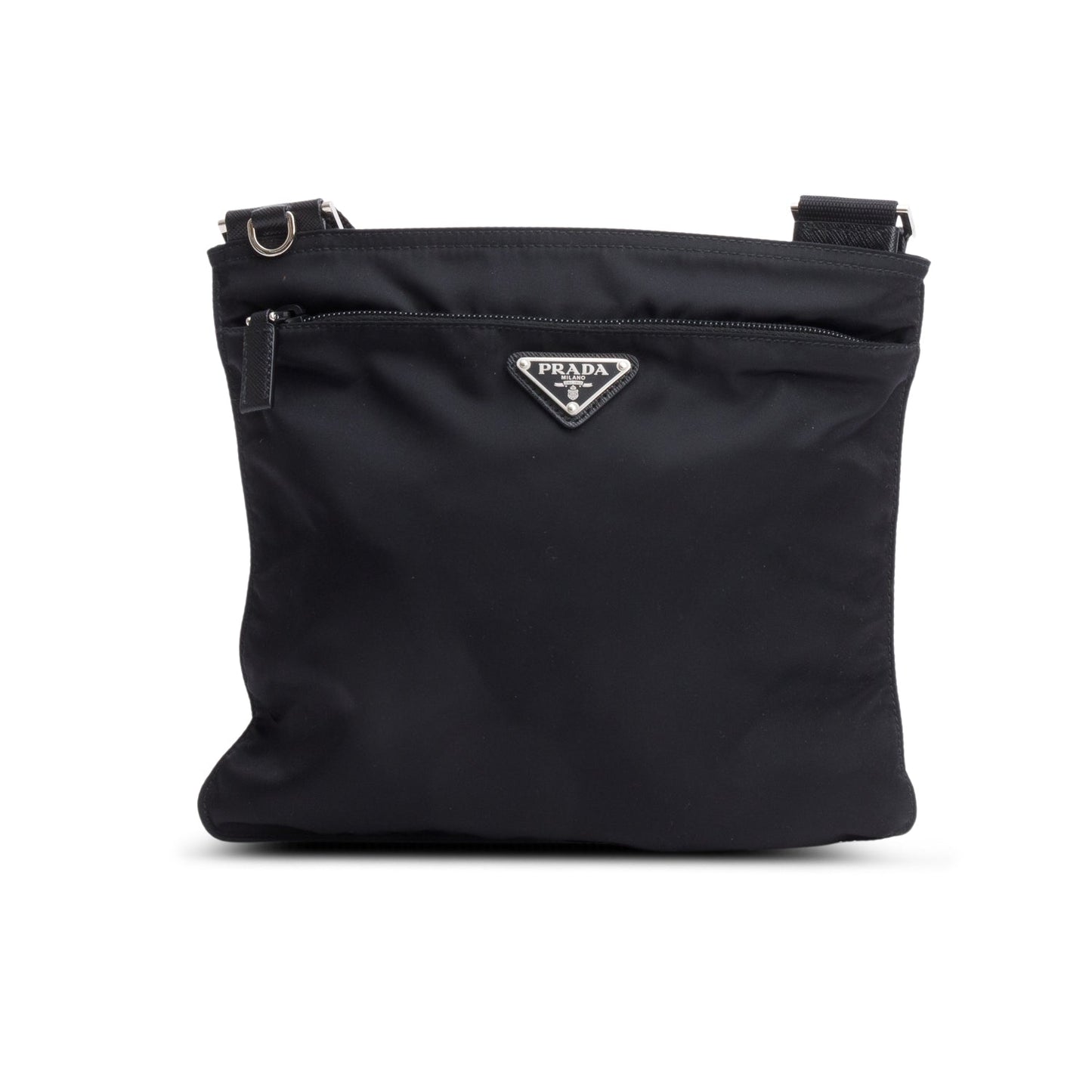 Prada Black Tessuto Nylon Vela Flat Messenger Bag