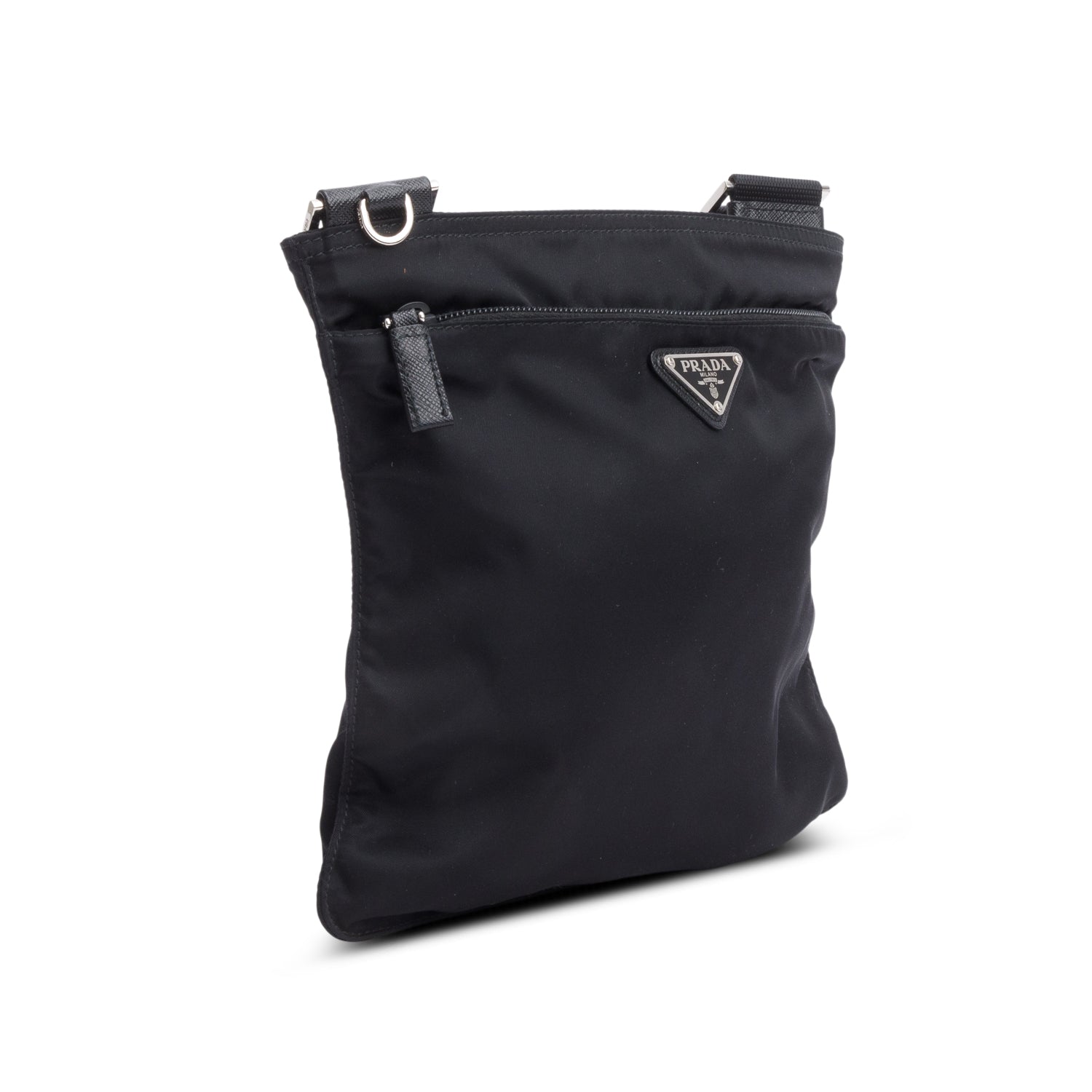 Prada Black Tessuto Nylon Vela Flat Messenger Bag