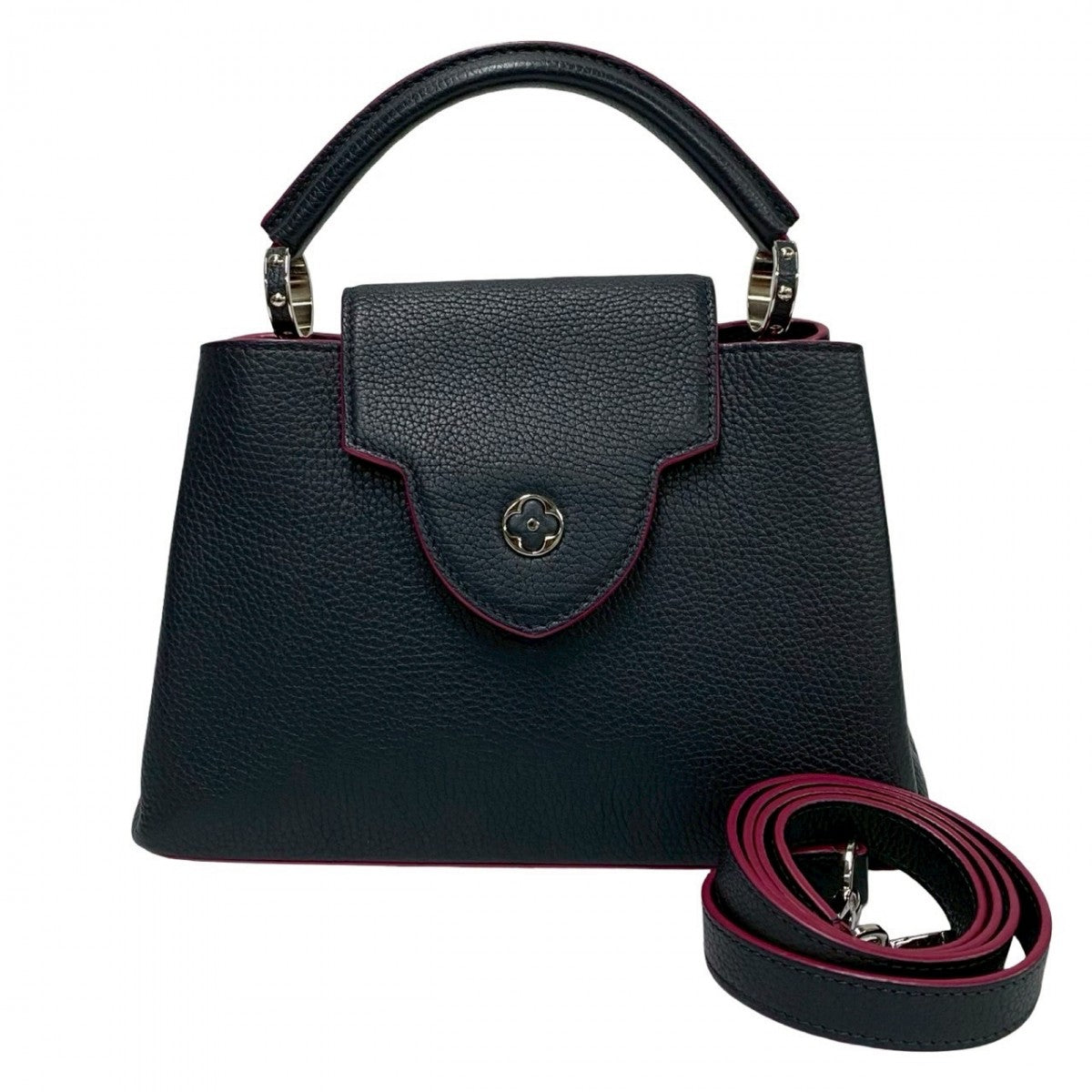 LOUIS VUITTON Shoulder Bag Taurillon Clemence Leather Navy Capsine BB Women