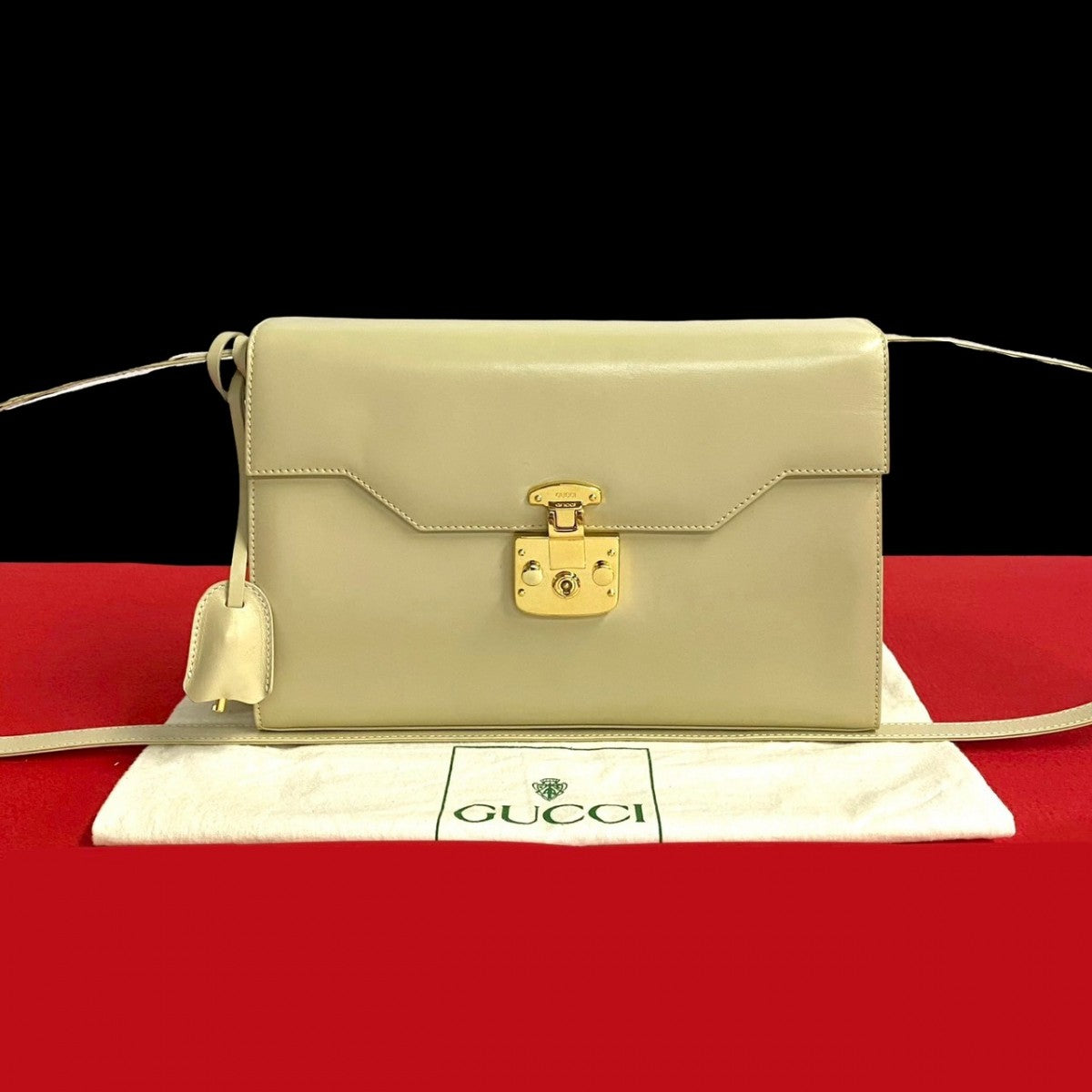 GUCCI Shoulder Bag Calfskin, Leather white Ready lock Women