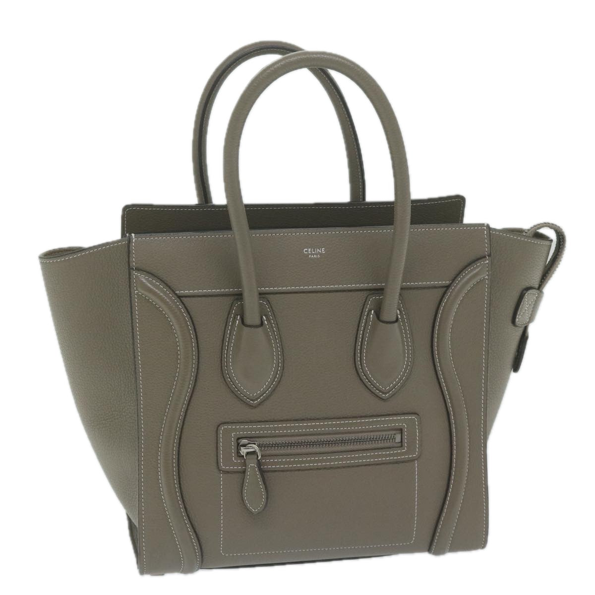 Luxury CELINE Luggage Micro Shopper Tote Bag Leather Gray 62915A