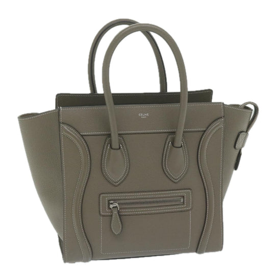 Luxury CELINE Luggage Micro Shopper Tote Bag Leather Gray 62915A
