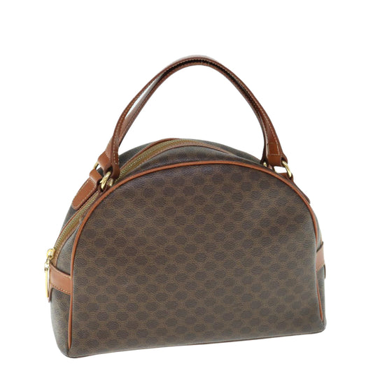 Luxury CELINE Macadam Canvas Hand Bag PVC Leather Brown 62926