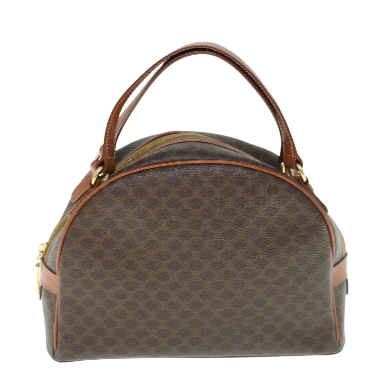 Luxury CELINE Macadam Canvas Hand Bag PVC Leather Brown 62926