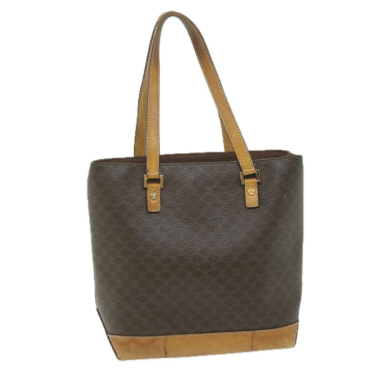 Luxury CELINE Macadam Canvas Shoulder Bag PVC Leather Brown 62944