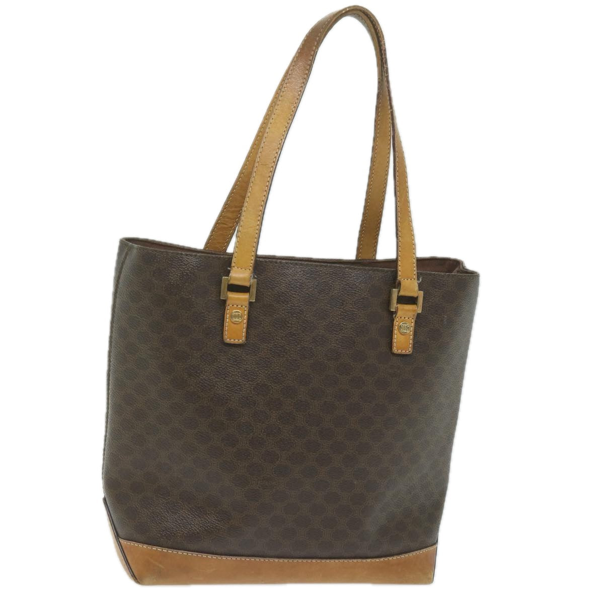 Luxury CELINE Macadam Canvas Shoulder Bag PVC Leather Brown 62944