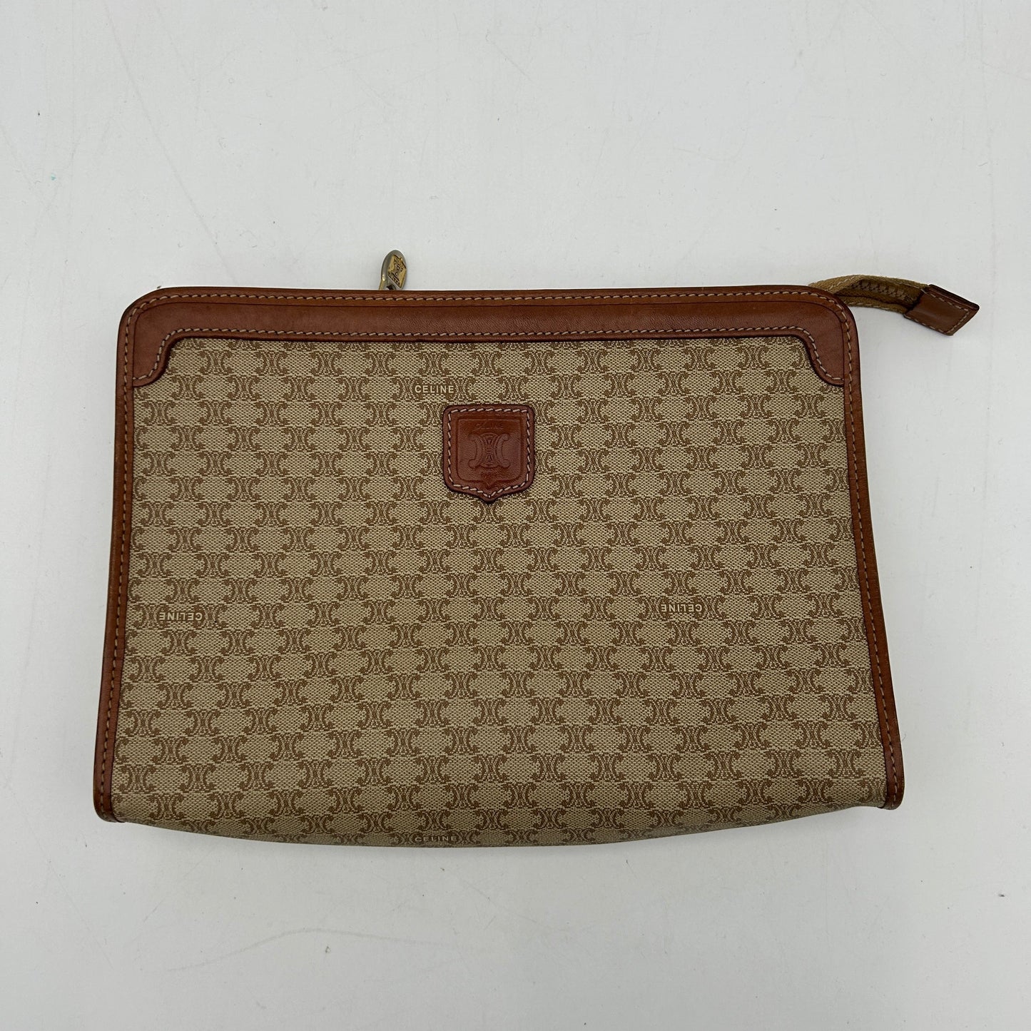 Luxury CELINE Macadam Beige Clutch Bag