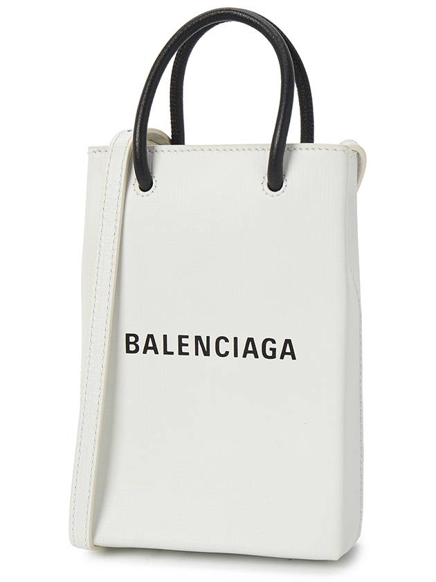 Luxury Balenciaga Trending 2026 Logo Print Phone Holder Small Cross Bag White
