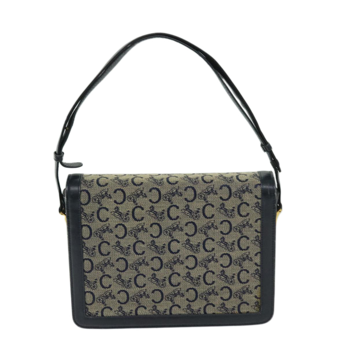 Luxury CELINE C Macadam Canvas Shoulder Bag Navy 63157