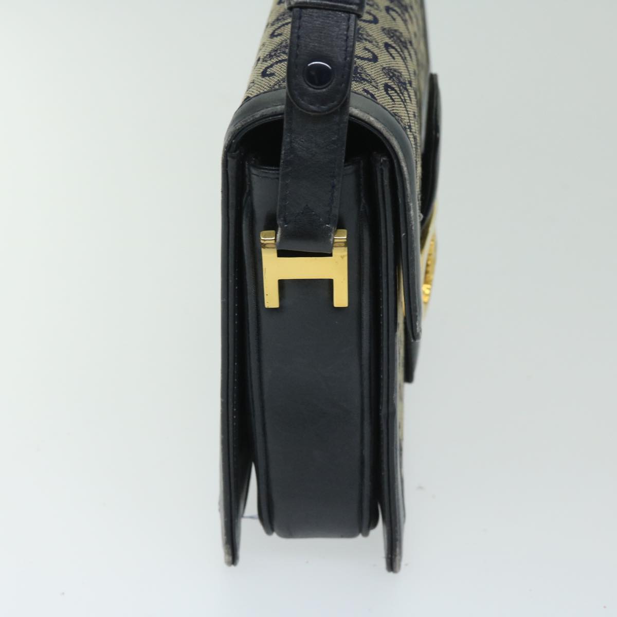 Luxury CELINE C Macadam Canvas Shoulder Bag Navy 63157
