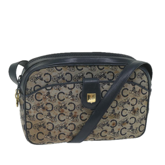 Luxury CELINE C Macadam Canvas Shoulder Bag Navy 63227
