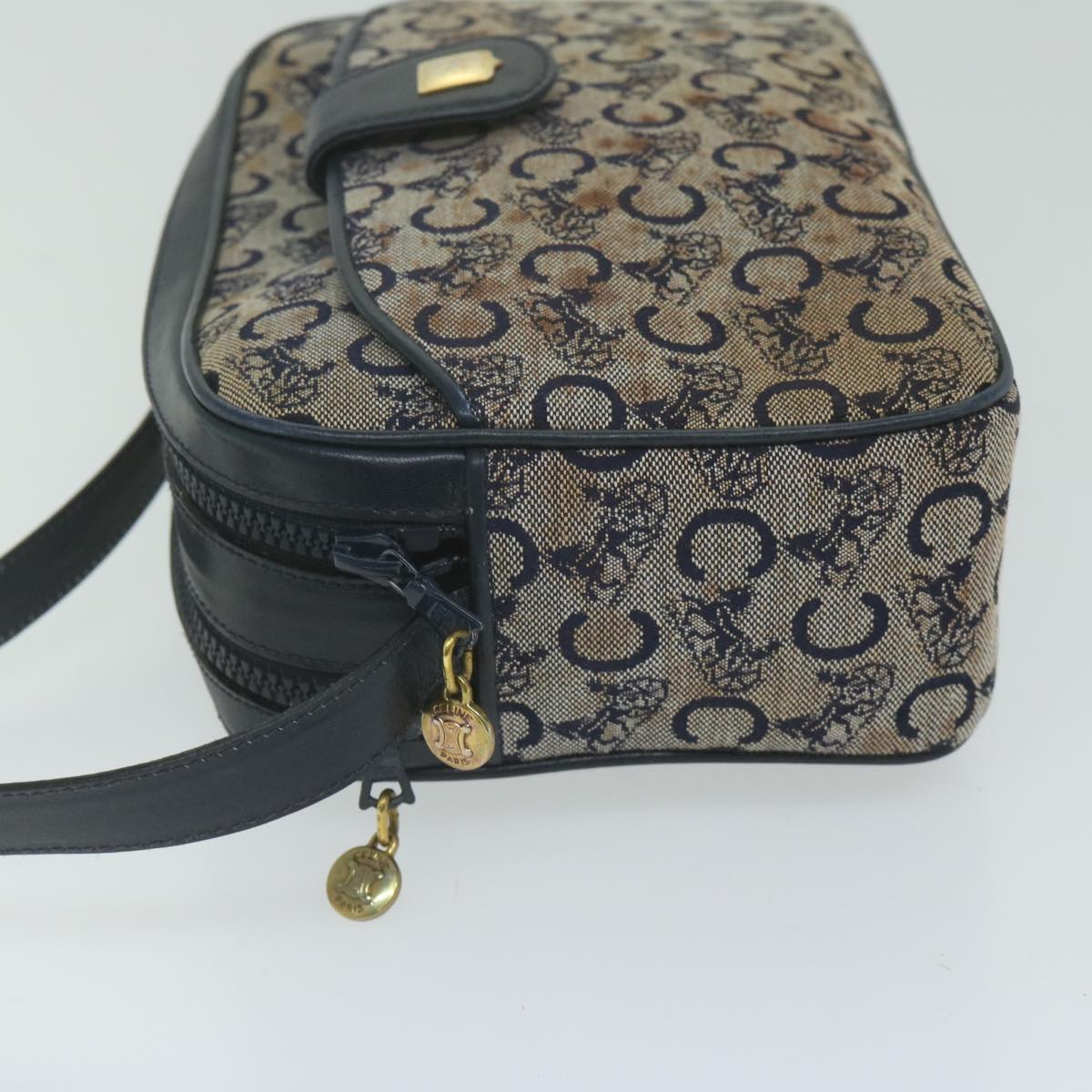 Luxury CELINE C Macadam Canvas Shoulder Bag Navy 63227