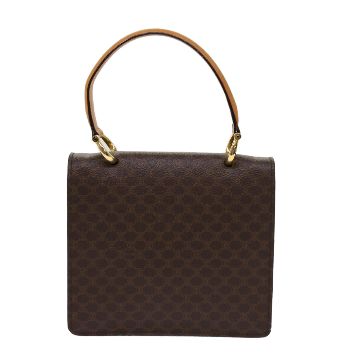 Luxury CELINE Macadam Canvas Hand Bag PVC Leather Brown 63307