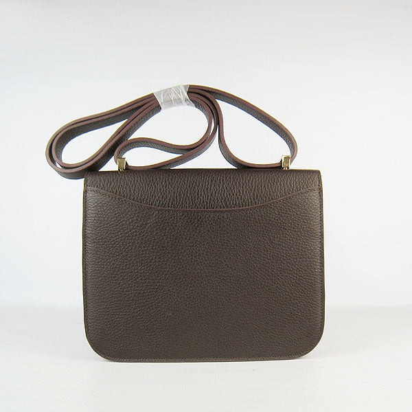 Luxury Hermes Constance Cowskin Leather Bag dark coffee golden