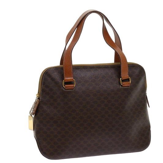 Luxury CELINE Macadam Canvas Hand Bag PVC Leather Brown 63444