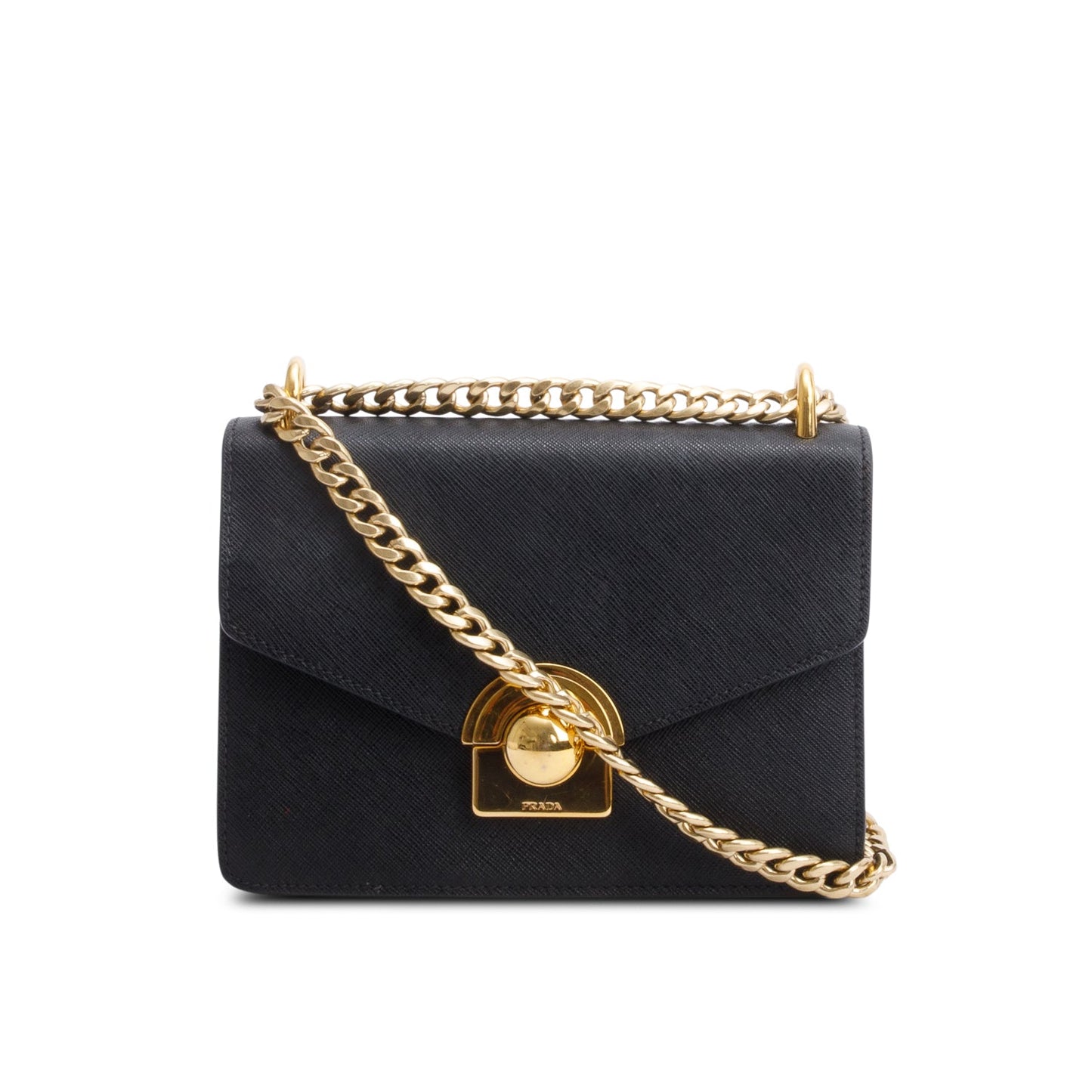 Prada Black Saffiano Soft Calf Leather Arcade Shoulder Bag