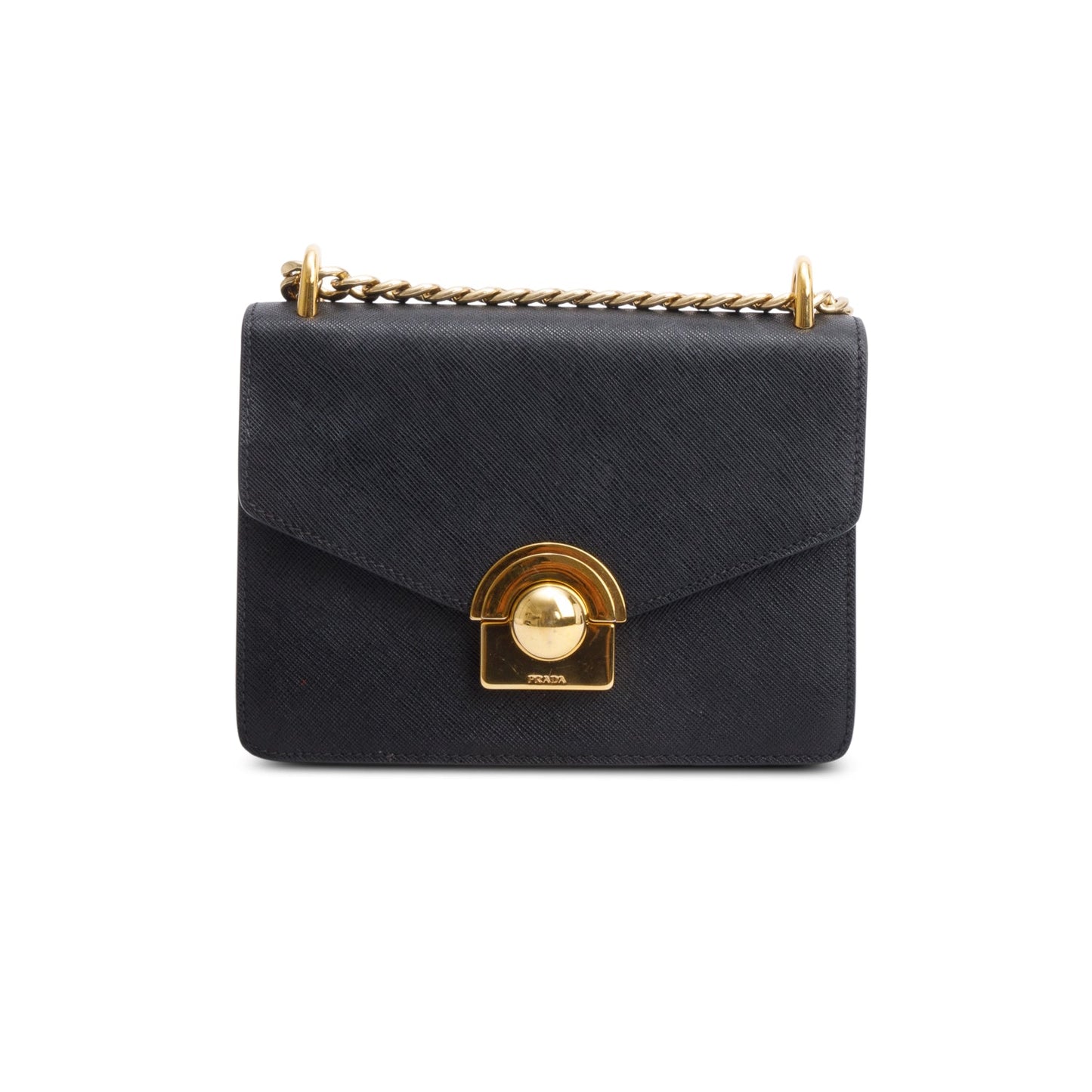 Prada Black Saffiano Soft Calf Leather Arcade Shoulder Bag