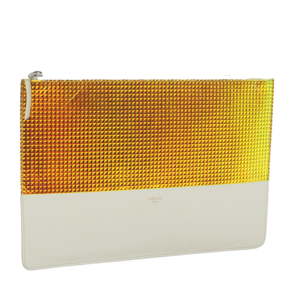 Luxury CELINE Clutch Bag Leather Cream 63559