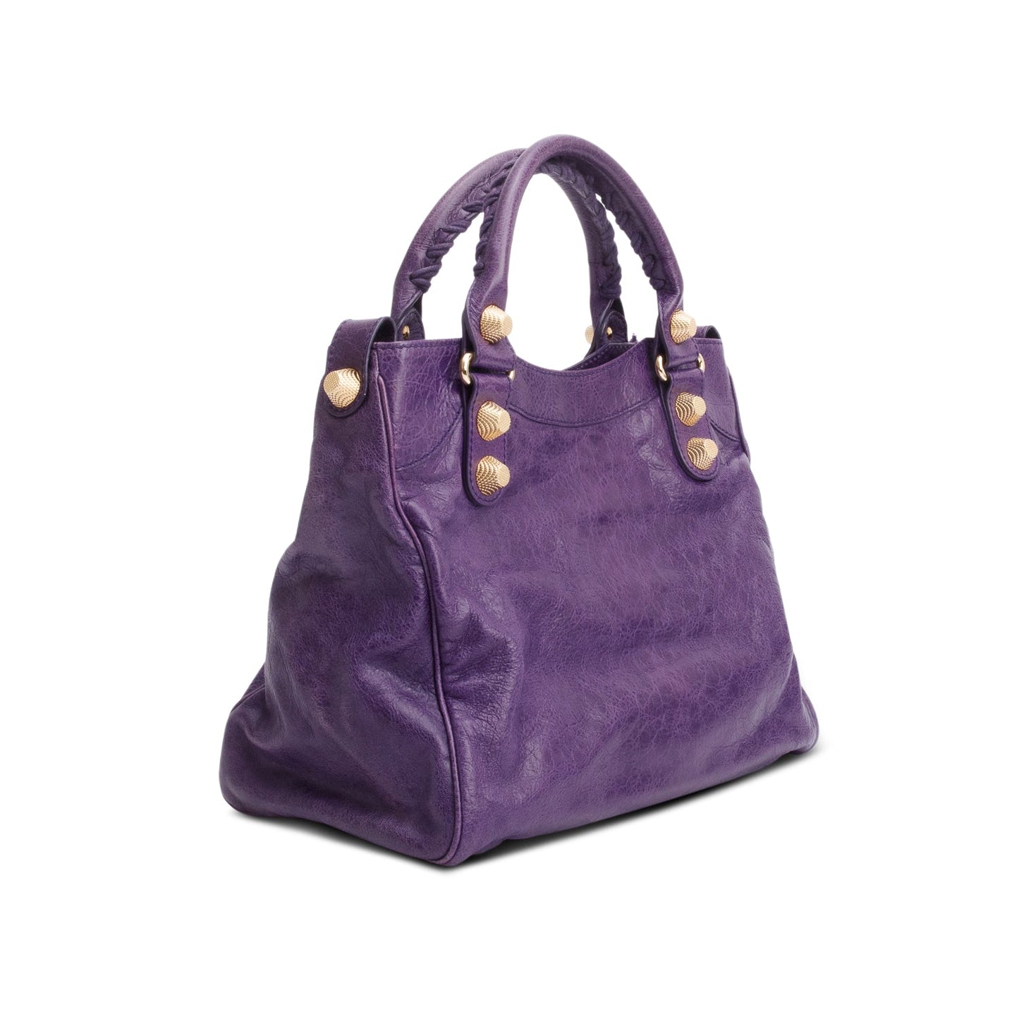 Balenciaga Purple Distressed Arena Leather Giant 21 City Bag