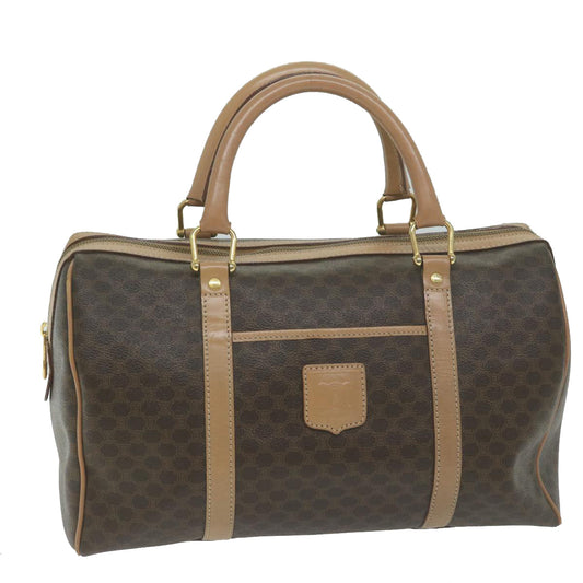 Luxury CELINE Macadam Canvas Boston Bag PVC Brown 63609