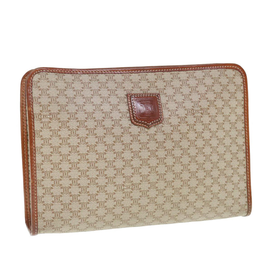 Luxury CELINE Macadam Canvas Clutch Bag Beige 63618